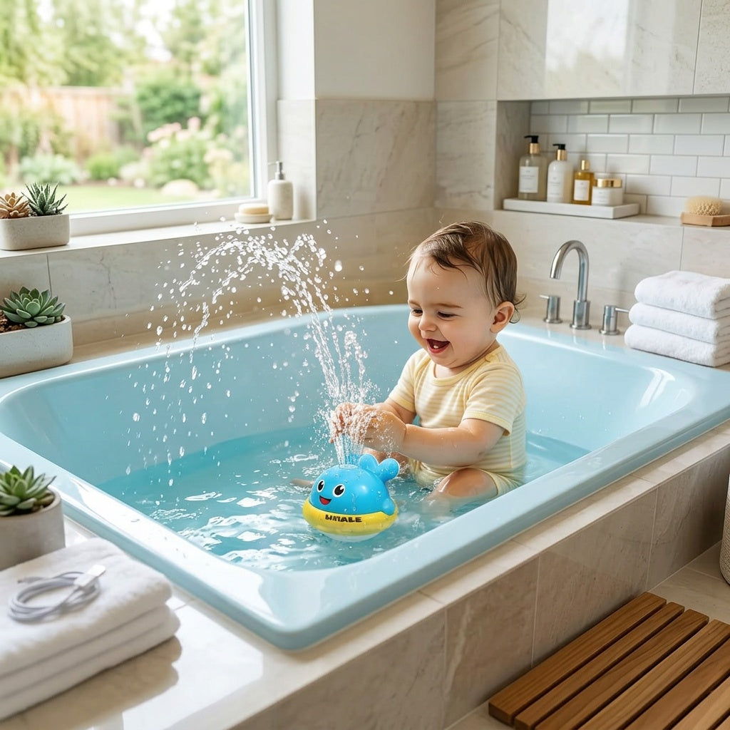 Light-Up Whale Bath Toy with LED Glow Features